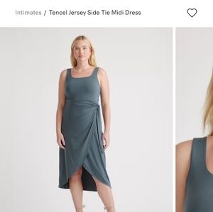 Quince Tencel Jersey Side Tie Midi Dress - Dark Olive